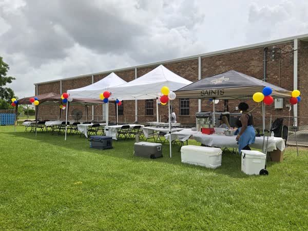 Tents up on the church lawn
