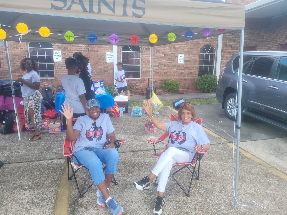 With Rev. Zelma Moore at the back-to-school giveaway